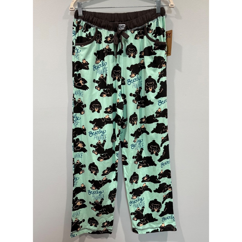 Lazy One Women's Size S Bearly Awake Pajama Pants Lounge Sleepwear Drawstring